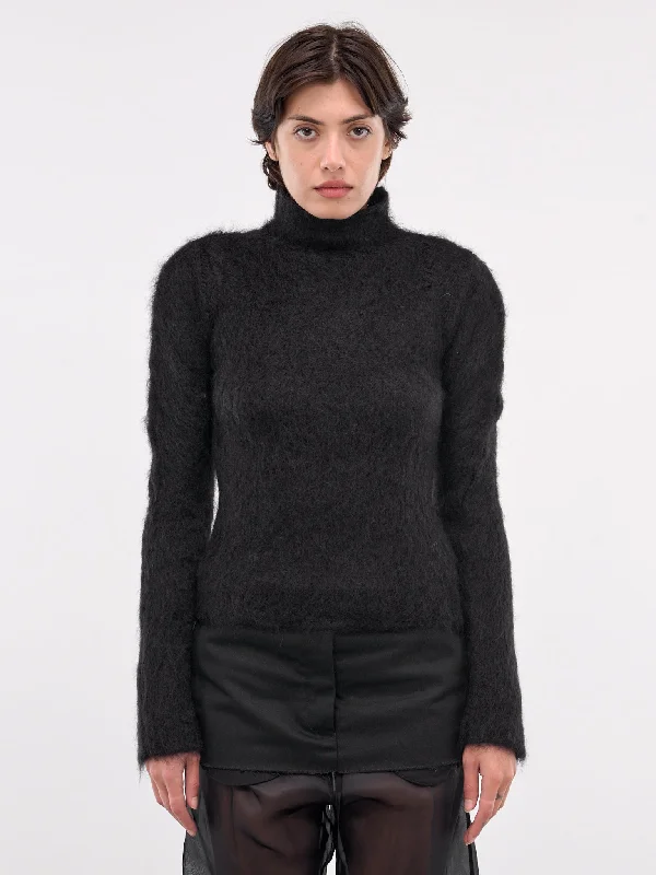 Mohair-Nylon Turtleneck Sweater (DVMD0180A0-UFU172-BLACK) Chenille Blend Fleece Blend Nylon Blend