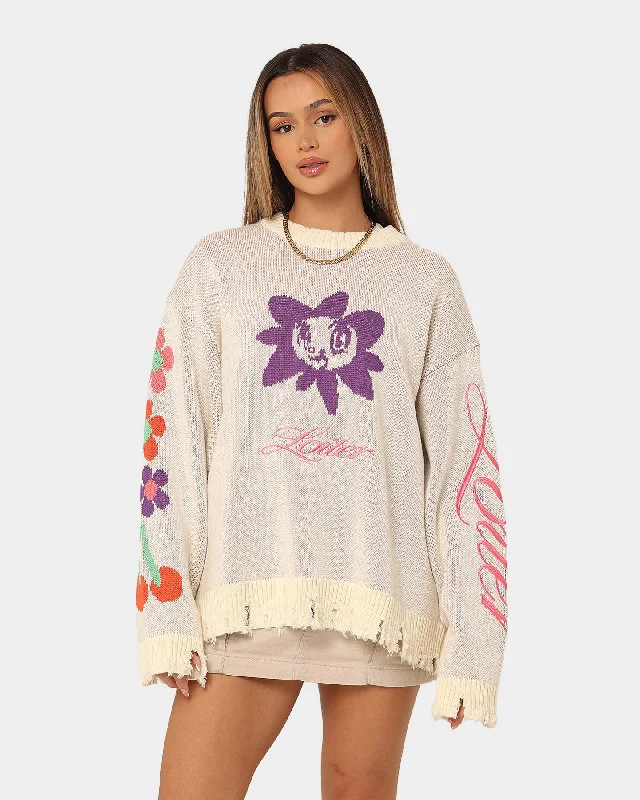 Loiter Flower Boi Knit Sweater Off White Neon Metallic Matte