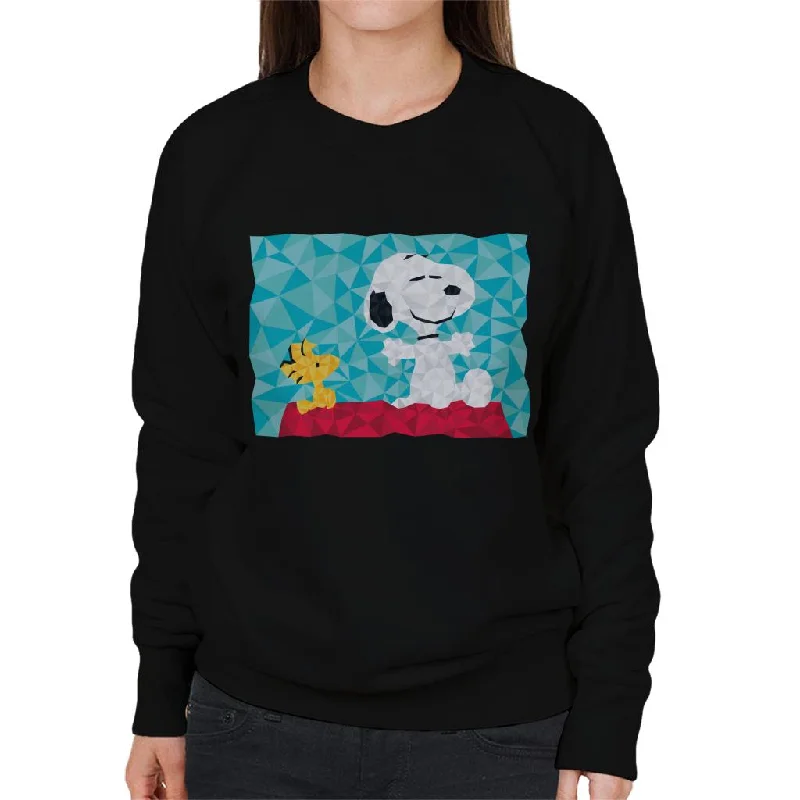 Peanuts Snoopy Woodstock Sitting On Kennel Geometric Women's Sweatshirt Hoodie with Pocket Utility Practical Peanuts Snoopy Woodstock Sitting On Kennel Geometric Women's Sweatshirt Hoodie with Pocket Utility Practical