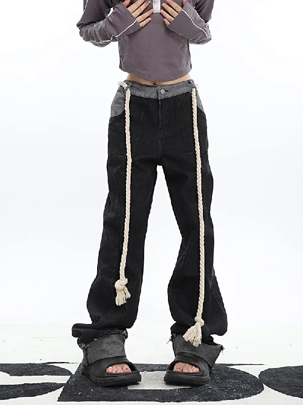 Araceli Solid Color Straight Leg Patchwork Long Denim Jeans Pants Casual Distressed Denim Jeans Araceli Solid Color Straight Leg Patchwork Long Denim Jeans Pants Casual Distressed Denim Jeans