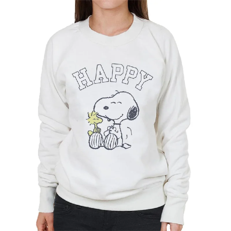 Peanuts Snoopy And Woodstock Happy Women's Sweatshirt Hoodie with Elastic Waist Stretchable Comfortable Peanuts Snoopy And Woodstock Happy Women's Sweatshirt Hoodie with Elastic Waist Stretchable Comfortable