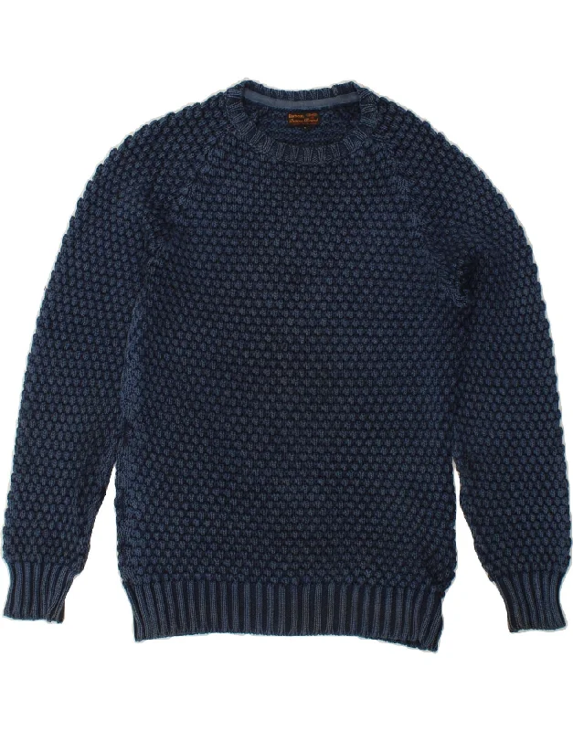 BARBOUR Mens Crew Neck Jumper Sweater Medium Navy Blue Cotton Solid Print Embellished BARBOUR Mens Crew Neck Jumper Sweater Medium Navy Blue Cotton Solid Print Embellished