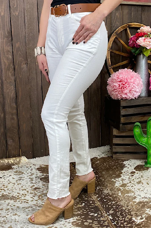 J208 Solid white skinny jeans Casual Wide-Legged Denim Jeans