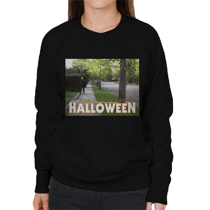 Halloween Michael Myers Behind Bush Women's Sweatshirt Hoodie with Patch Decorative Personalized