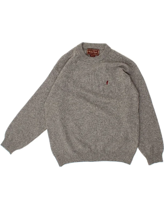MARLBORO CLASSICS Mens Crew Neck Jumper Sweater Medium Grey Wool Chenille Blend Fleece Blend Nylon Blend