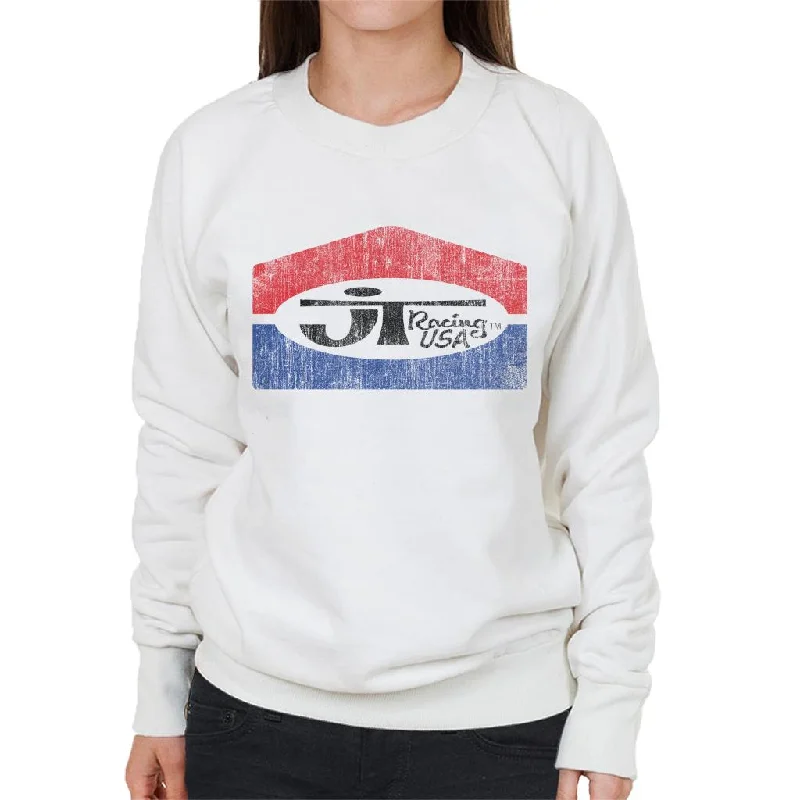 JT Racing Fading Classic Logo Women's Sweatshirt Hoodie with Applique Textured Unique