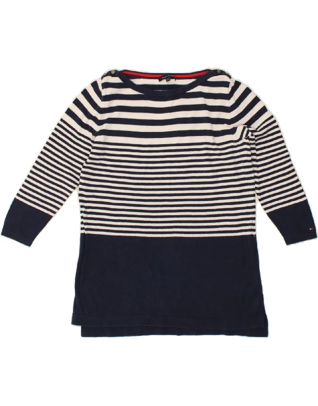 TOMMY HILFIGER Womens Boat Neck Jumper Sweater UK 12 Medium Navy Blue Mesh Fabric Canvas Fabric Denim Fabric TOMMY HILFIGER Womens Boat Neck Jumper Sweater UK 12 Medium Navy Blue Mesh Fabric Canvas Fabric Denim Fabric