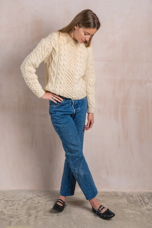 Cream Chunky Knit Jumper Fleece Fabric Down Fabric Feather Fabric