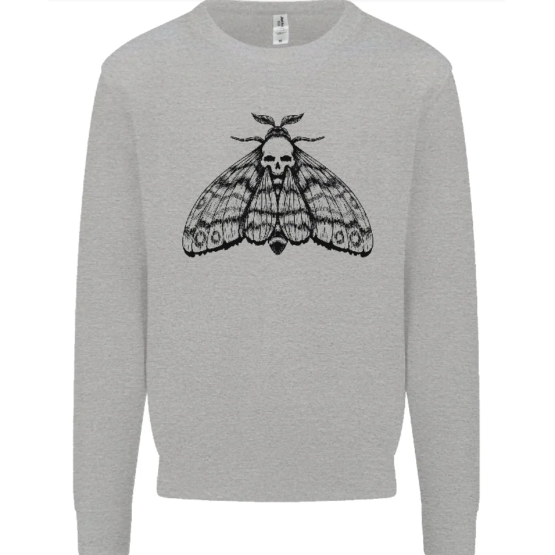 A Gothic Moth Skull Mens Sweatshirt Jumper Hoodie with High Neck Warm Protective