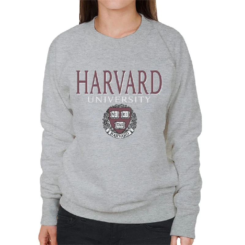 Harvard University Faded Veritas Crest Women's Sweatshirt Hoodie with Earth Tones Natural Calm
