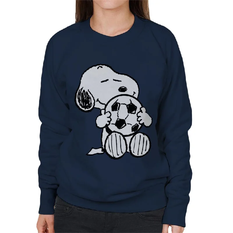 Peanuts Football Snoopy Football Hug Women's Sweatshirt Hoodie with Slit Hem Functional Movement Peanuts Football Snoopy Football Hug Women's Sweatshirt Hoodie with Slit Hem Functional Movement