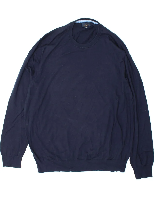BROOKS BROTHERS Mens Crew Neck Jumper Sweater 2XL Navy Blue Cotton Front Pockets Side Pockets Patch Pockets BROOKS BROTHERS Mens Crew Neck Jumper Sweater 2XL Navy Blue Cotton Front Pockets Side Pockets Patch Pockets