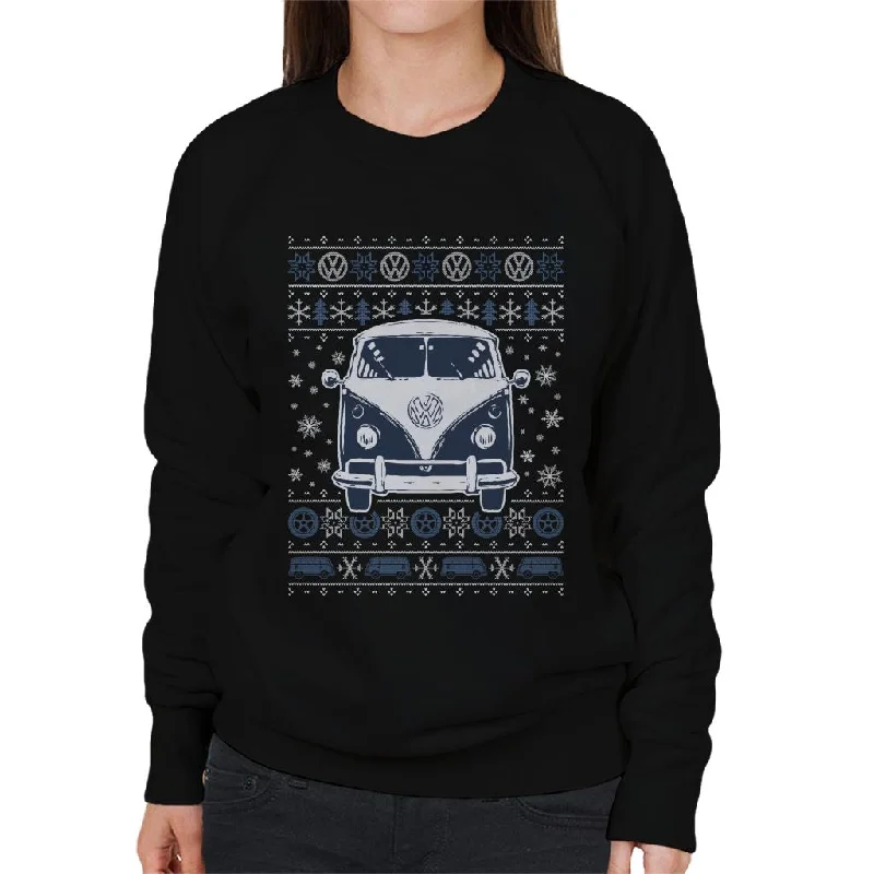 Volkswagen Type 2 Camper Christmas Knit Women's Sweatshirt Hoodie with High-Low Hem Asymmetrical Trendy