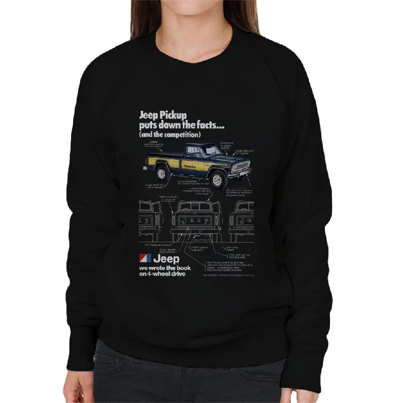 Jeep Pickup Promo Women's Sweatshirt Hoodie with Ribbed Hem Stretchable Secure