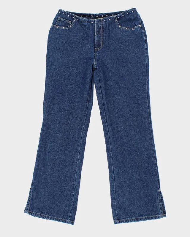 Vintage Women's Mid Waisted Sequence Flare Jeans - W24 L28 Comfortable Boyfriend Jeans Vintage Women's Mid Waisted Sequence Flare Jeans - W24 L28 Comfortable Boyfriend Jeans