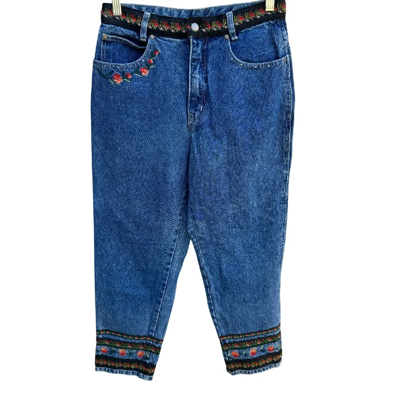 Bill Blass Womens Vintage High Waist Embroidered Floral Applique Denim Jeans 10P Comfortable Low-Rise Jeans Bill Blass Womens Vintage High Waist Embroidered Floral Applique Denim Jeans 10P Comfortable Low-Rise Jeans