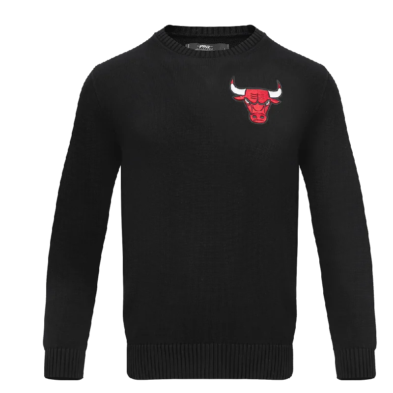 NBA CHICAGO BULLS KNIT BOX SET CREWNECK SWEATER (BLACK) Front Pockets Side Pockets Patch Pockets