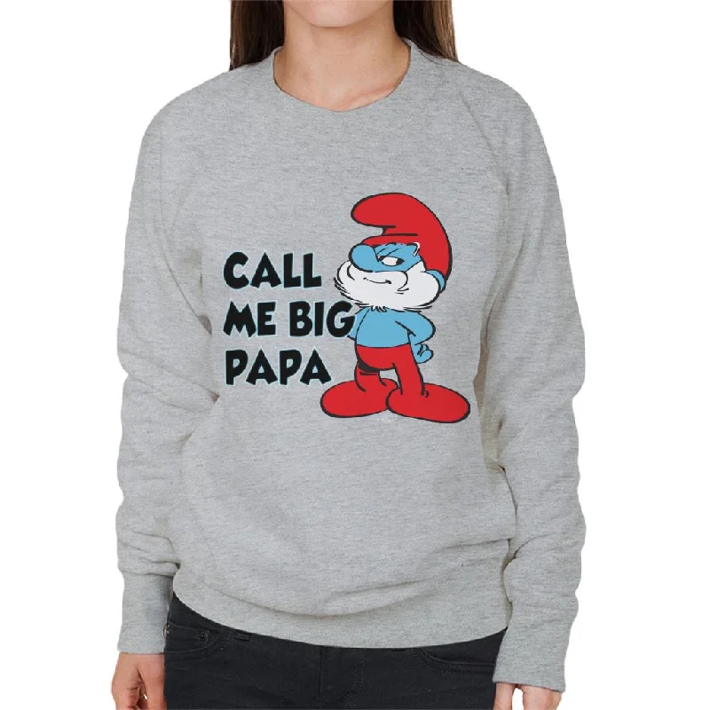 The Smurfs Call Me Big Papa Women's Sweatshirt Hoodie with Front Slit Layering Stylish