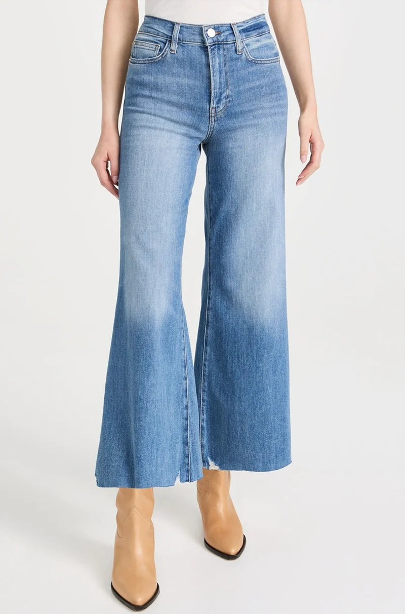 Crop Palazzo Jeans Casual Light Wash Jeans