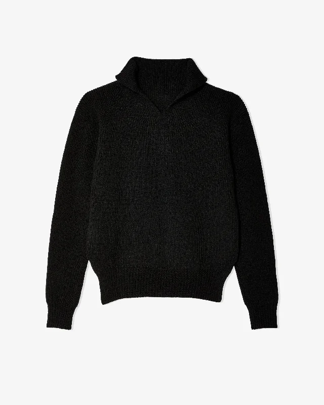 Rick Owens - Women's Fisherman Knit Sweater - (Black) Zippered Front Buttoned Front Snap Front