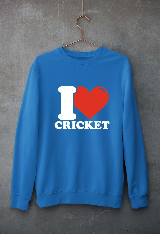 I Love Cricket Unisex Sweatshirt for Men/Women Hoodie with V-Neck Classic Versatile