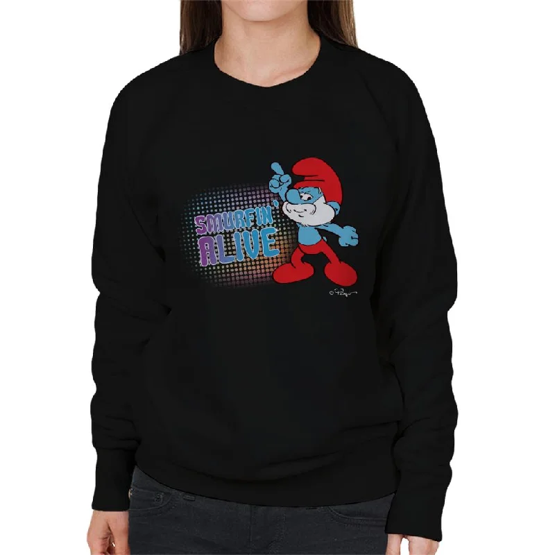 The Smurfs Papa Smurf Smurfin Alive Women's Sweatshirt Hoodie with Lace Feminine Delicate