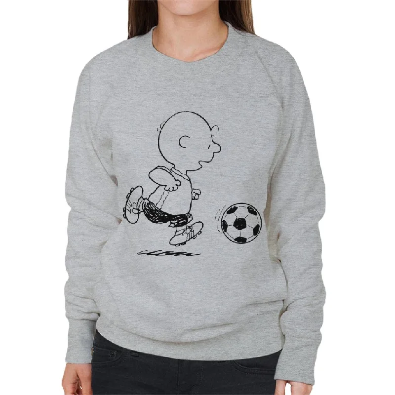 Peanuts Football Charlie Brown Dribble Women's Sweatshirt Hoodie with Snap Buttons Easy Quick Peanuts Football Charlie Brown Dribble Women's Sweatshirt Hoodie with Snap Buttons Easy Quick
