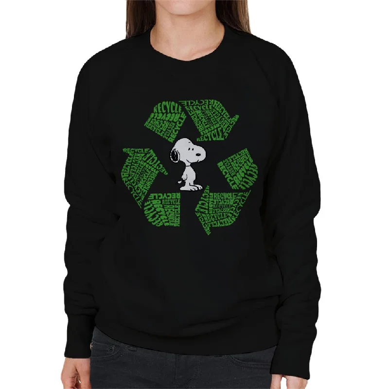 Peanuts Snoopy Recycle Sign Women's Sweatshirt Hoodie with Strings Custom Fit Adjustable Peanuts Snoopy Recycle Sign Women's Sweatshirt Hoodie with Strings Custom Fit Adjustable