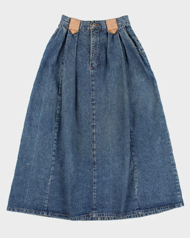 Vintage 80s Hollywood Jeans Denim Maxi Skirt - S Trendy Wide-Legged High-Waist Jeans Vintage 80s Hollywood Jeans Denim Maxi Skirt - S Trendy Wide-Legged High-Waist Jeans