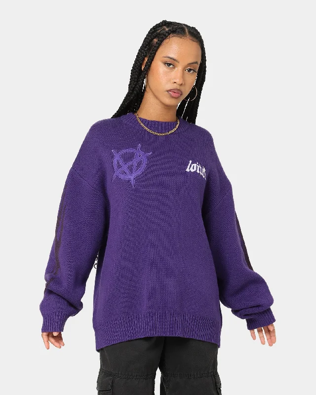 Loiter Void Knit Sweater Purple Stretchy Elastic Breathable