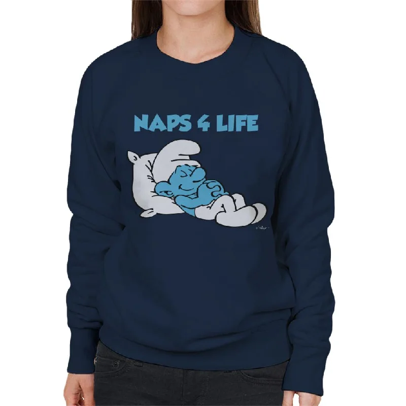 The Smurfs Naps 4 Life Women's Sweatshirt Zip Hoodie Drawstring Kangaroo Pocket