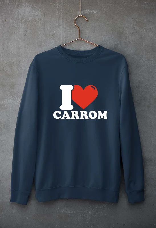 I Love Carrom Unisex Sweatshirt for Men/Women Hoodie with Cropped Fit Short Trendy