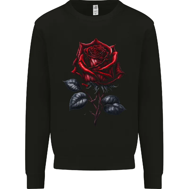 A Gothic Rose Goth Mens Sweatshirt Jumper Hoodie with Tied Waist Feminine Flattering A Gothic Rose Goth Mens Sweatshirt Jumper Hoodie with Tied Waist Feminine Flattering