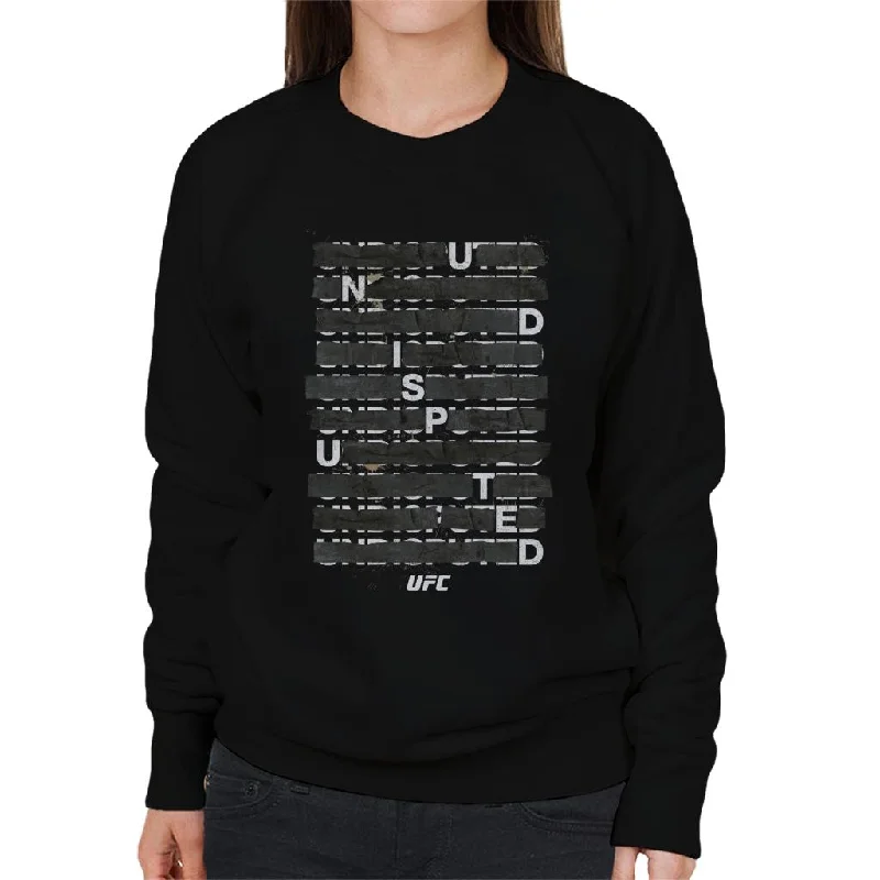 UFC Undisputed Taped White Text Women's Sweatshirt Hoodie with Side Slits Relaxed Casual