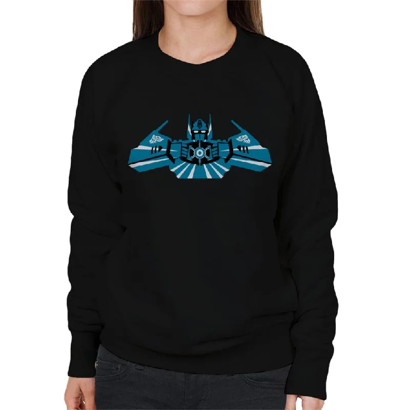 Transformers Optimus Prime Blue Silhouette Women's Sweatshirt Hoodie with Half-Zip Sporty Casual