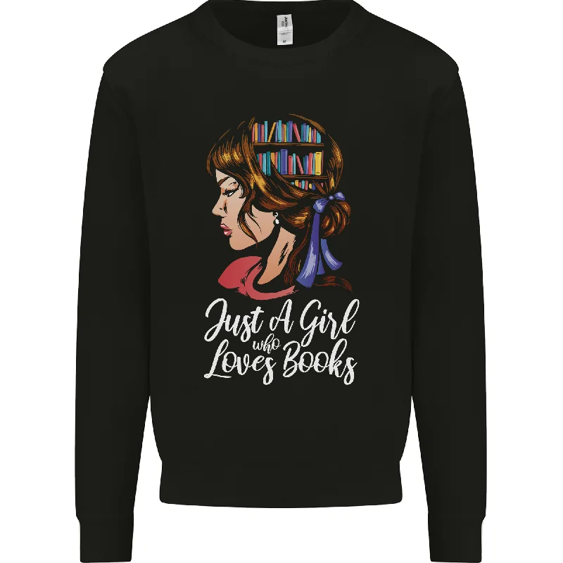 A Girl Who Loves Books Bookworm Reading Mens Sweatshirt Jumper Hoodie with Full-Zip Functional Layering