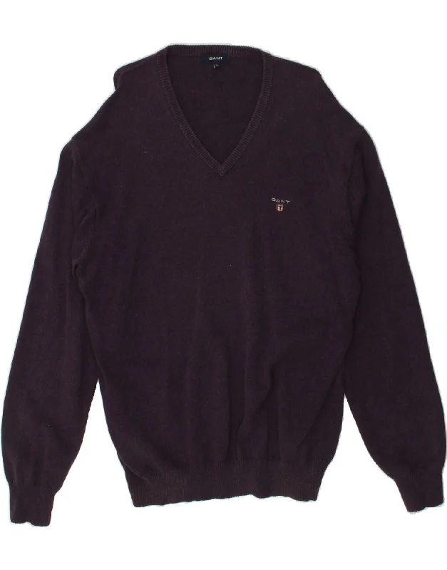GANT Mens V-Neck Jumper Sweater XL Purple Cotton Lace Blend Ribbed Blend Corduroy Blend GANT Mens V-Neck Jumper Sweater XL Purple Cotton Lace Blend Ribbed Blend Corduroy Blend