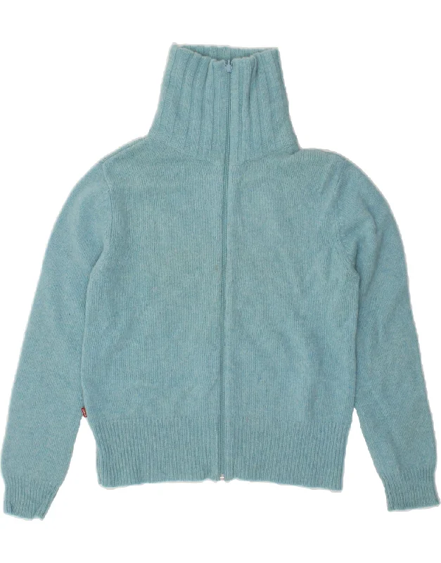 LEVI'S Womens Cardigan Sweater UK 16 Large Blue Glossy Satin Silk