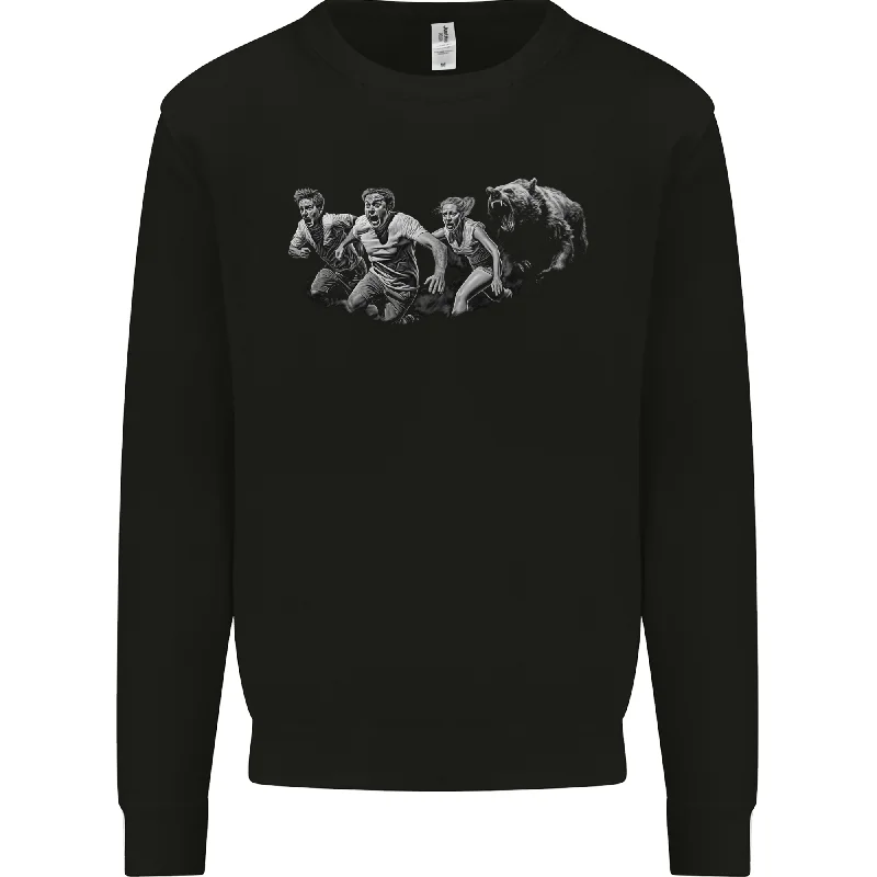 A Grizzly Bear Chasing Hiking Camping Travelling Mens Sweatshirt Jumper Hoodie with Button Placket Classic Preppy A Grizzly Bear Chasing Hiking Camping Travelling Mens Sweatshirt Jumper Hoodie with Button Placket Classic Preppy