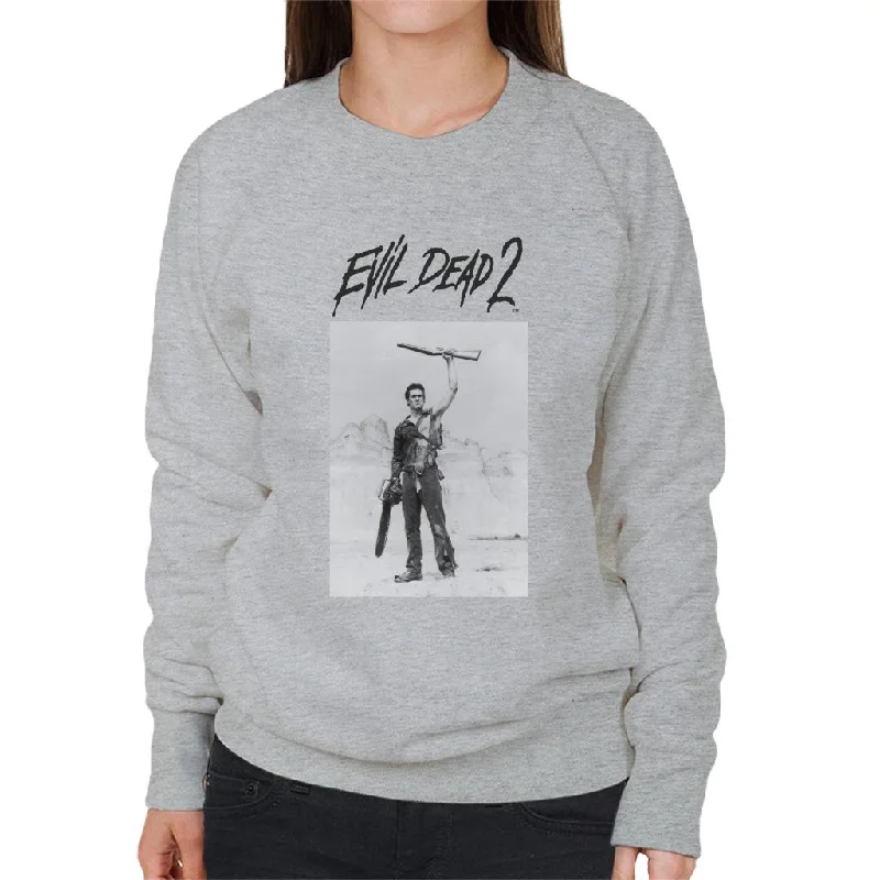 Evil Dead 2 Black Text Logo Women's Sweatshirt Hoodie with Set-In Sleeves Structured Classic