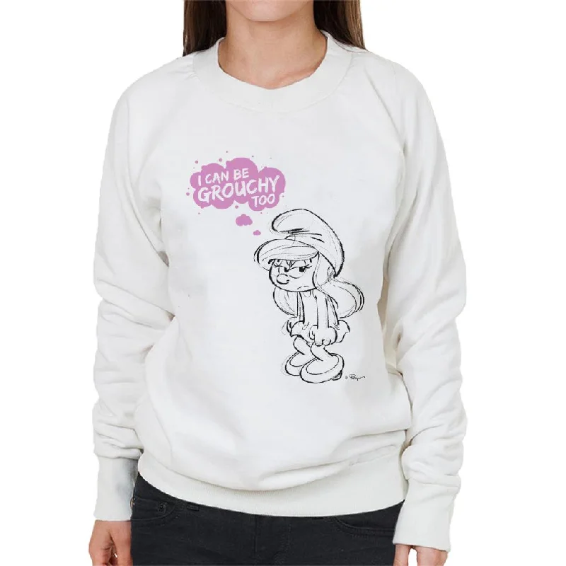 The Smurfs Smurfette I Can Be Grouchy Too Women's Sweatshirt Hoodie with Cuffed Sleeves Snug Secure