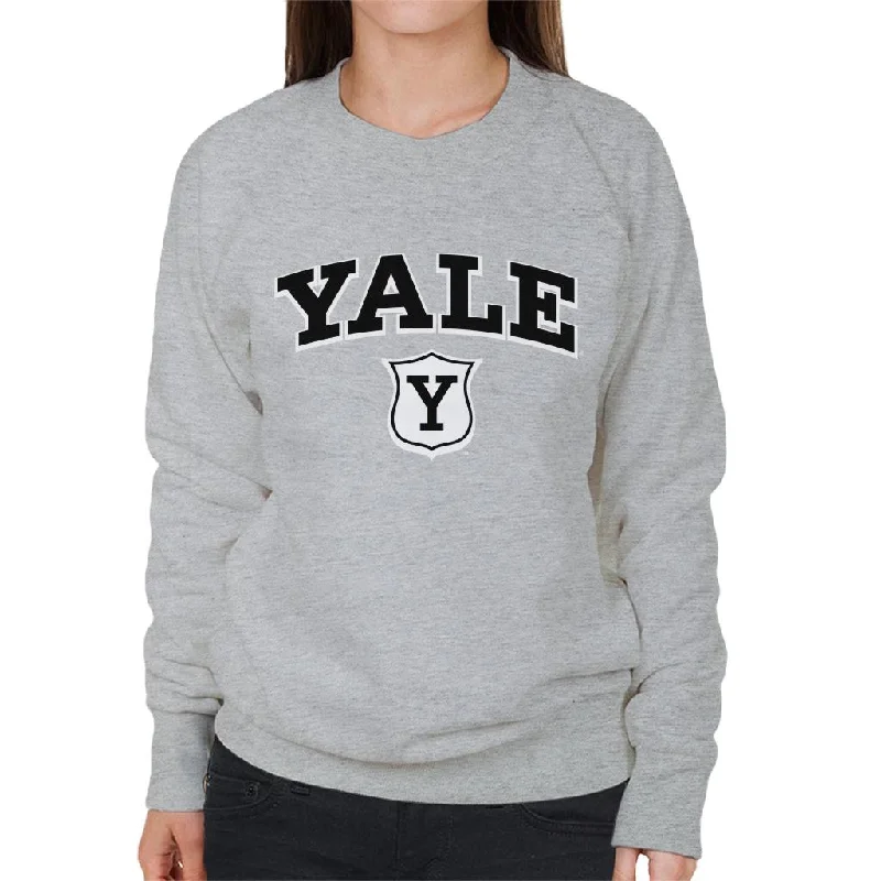 Yale University Y Shield Outline Women's Sweatshirt Hoodie with Snap Buttons Easy Quick