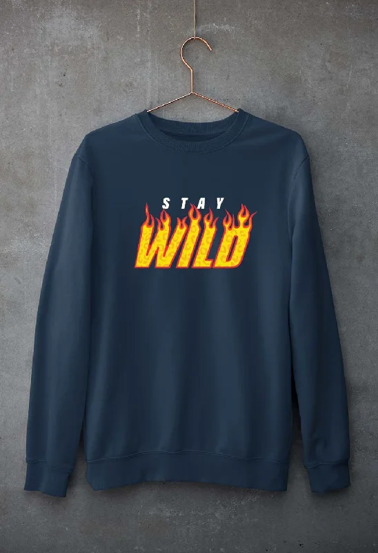 Stay Wild Unisex Sweatshirt for Men/Women Hoodie with Hem Contrast Bold Stylish