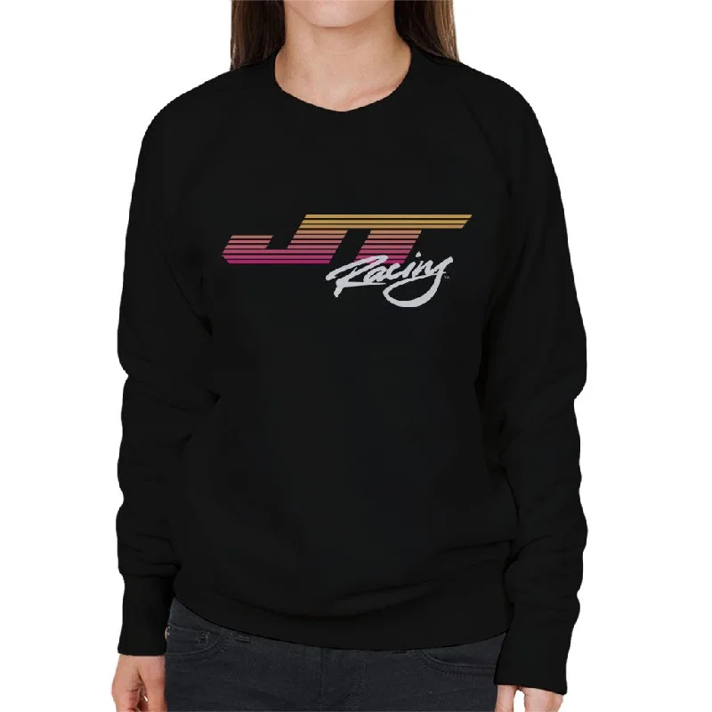 JT Racing Sunset Stripes Logo Women's Sweatshirt Hoodie with Hem Elastic Stretchable Comfortable