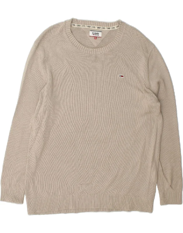 TOMMY HILFIGER Mens Boat Neck Jumper Sweater 2XL Grey Cotton Transparent Opaque Sheer TOMMY HILFIGER Mens Boat Neck Jumper Sweater 2XL Grey Cotton Transparent Opaque Sheer