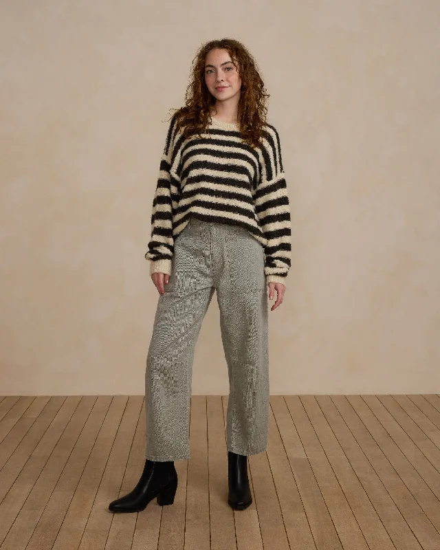 Aspen Sweater | Fuzzy Stripe Tailored Straight A-Line