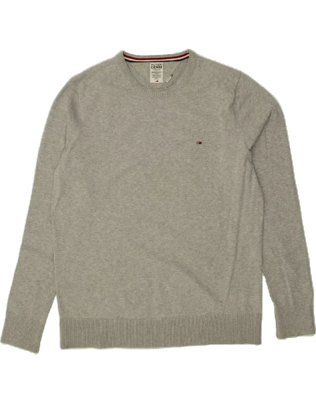 TOMMY HILFIGER Mens Slim Fit Crew Neck Jumper Sweater 2XL Grey Cotton Polka Dot Checkered Tartan TOMMY HILFIGER Mens Slim Fit Crew Neck Jumper Sweater 2XL Grey Cotton Polka Dot Checkered Tartan