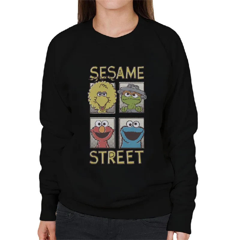 Sesame Street Comic Book Cover Women's Sweatshirt Hoodie with Typography Text Message