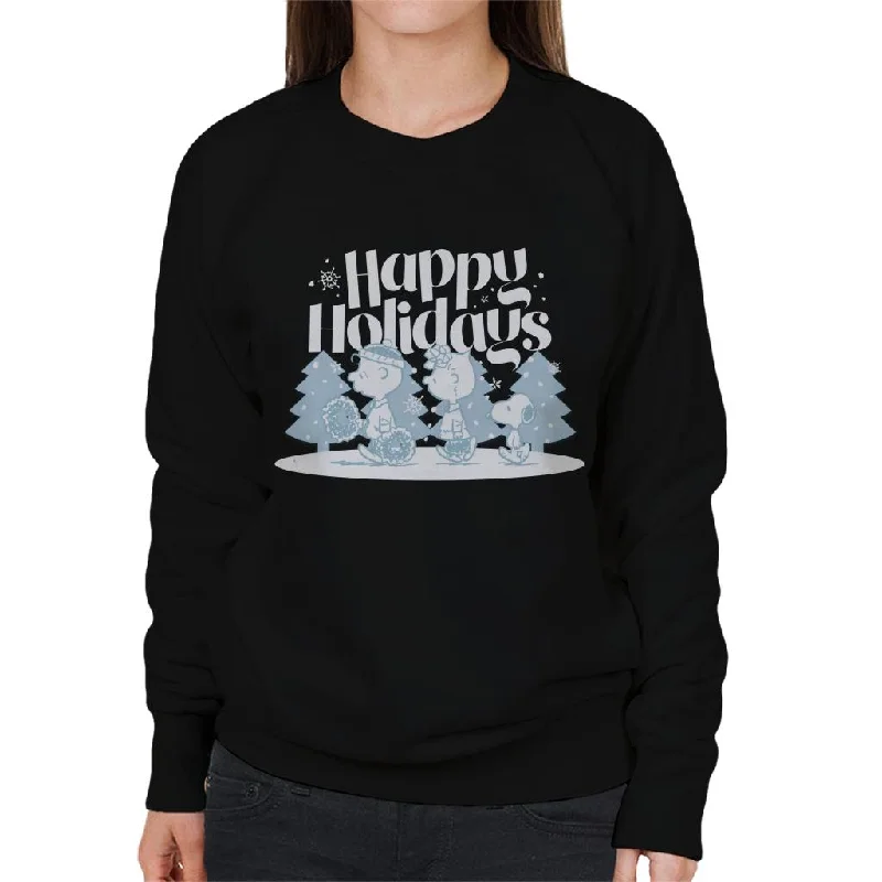Peanuts Christmas Snoopy Happy Holidays Women's Sweatshirt Hoodie with Raw Hem Edgy Unfinished Peanuts Christmas Snoopy Happy Holidays Women's Sweatshirt Hoodie with Raw Hem Edgy Unfinished