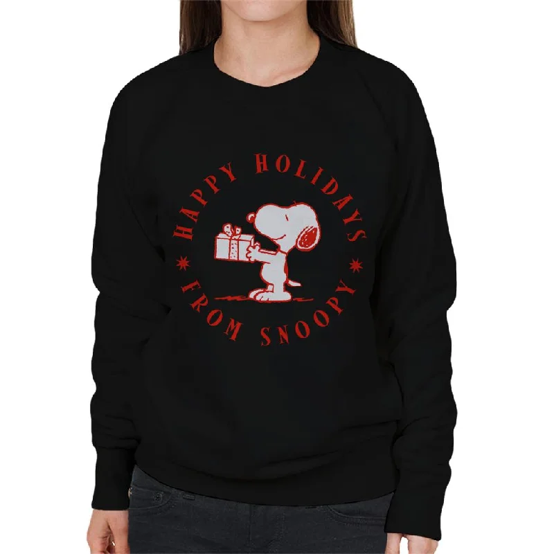 Peanuts Christmas Happy Holidays From Snoopy Women's Sweatshirt Hoodie with Cropped Fit Short Trendy Peanuts Christmas Happy Holidays From Snoopy Women's Sweatshirt Hoodie with Cropped Fit Short Trendy